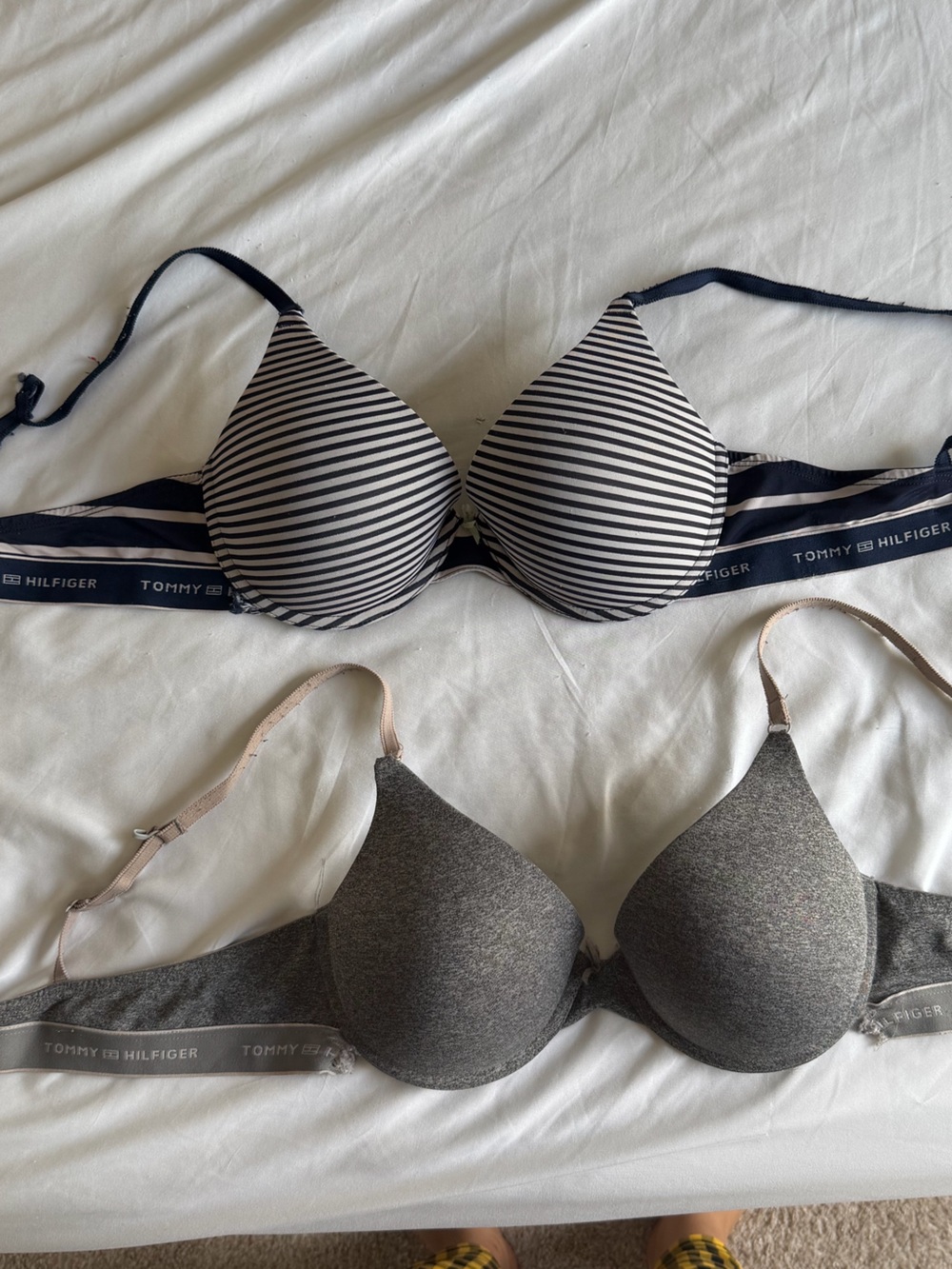 Tommy Hilfiger Womens Grey & Navy Striped T-Shirt Bras